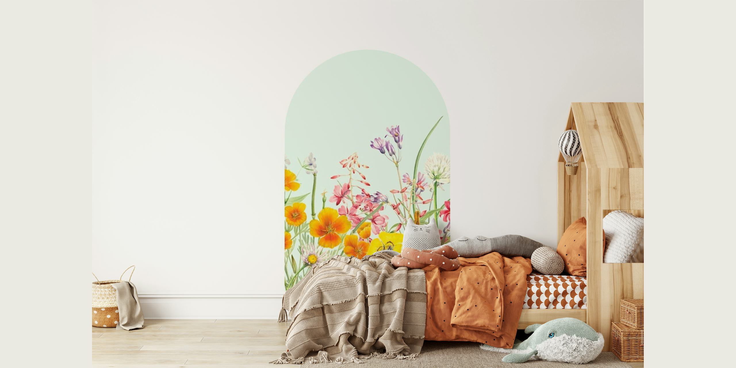 Pastel Mint Floral Arch wallpaper