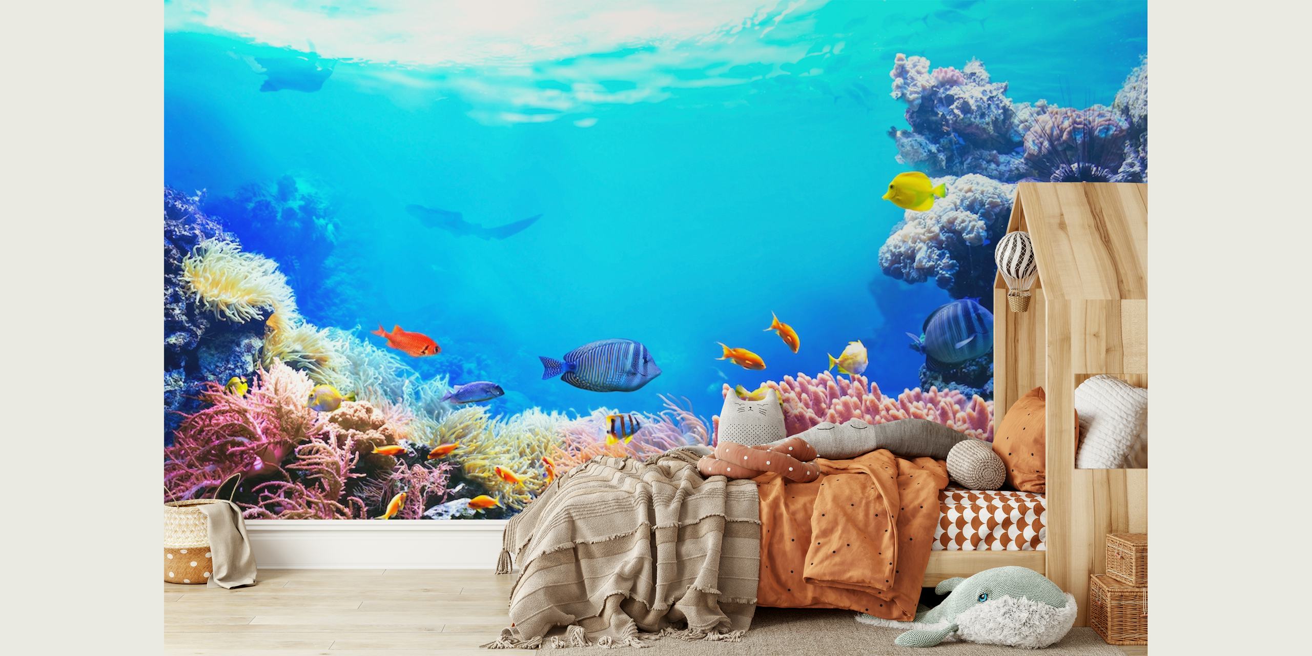 Underwater sea world wallpaper in a room