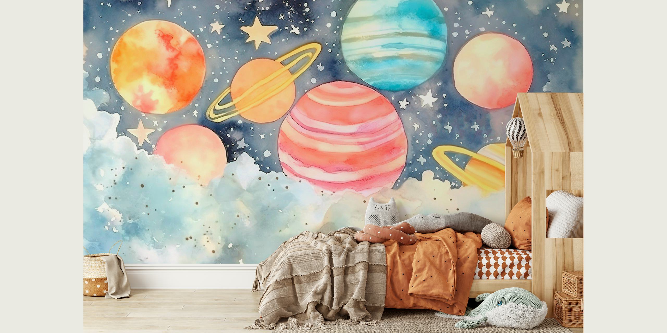 Watercolor Planets behang