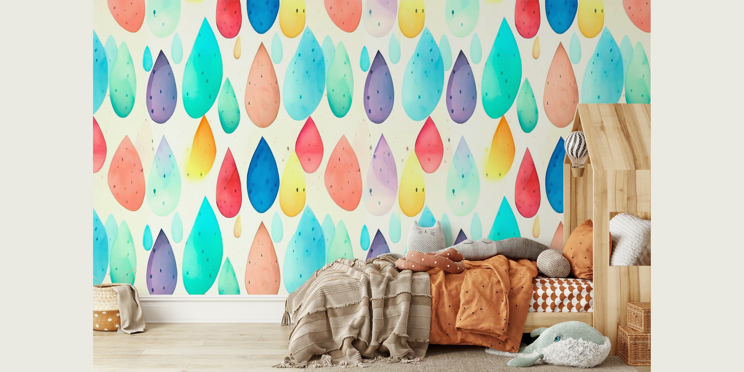 Watercolor Rain Drops papel de parede