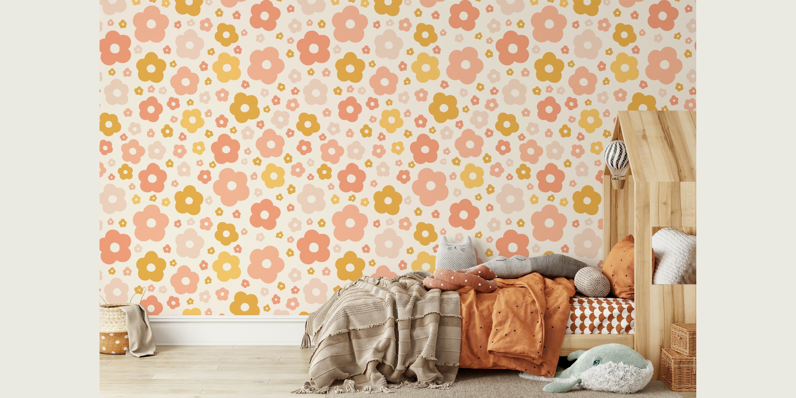 Tapeta Boho Daisies u postavci sobe
