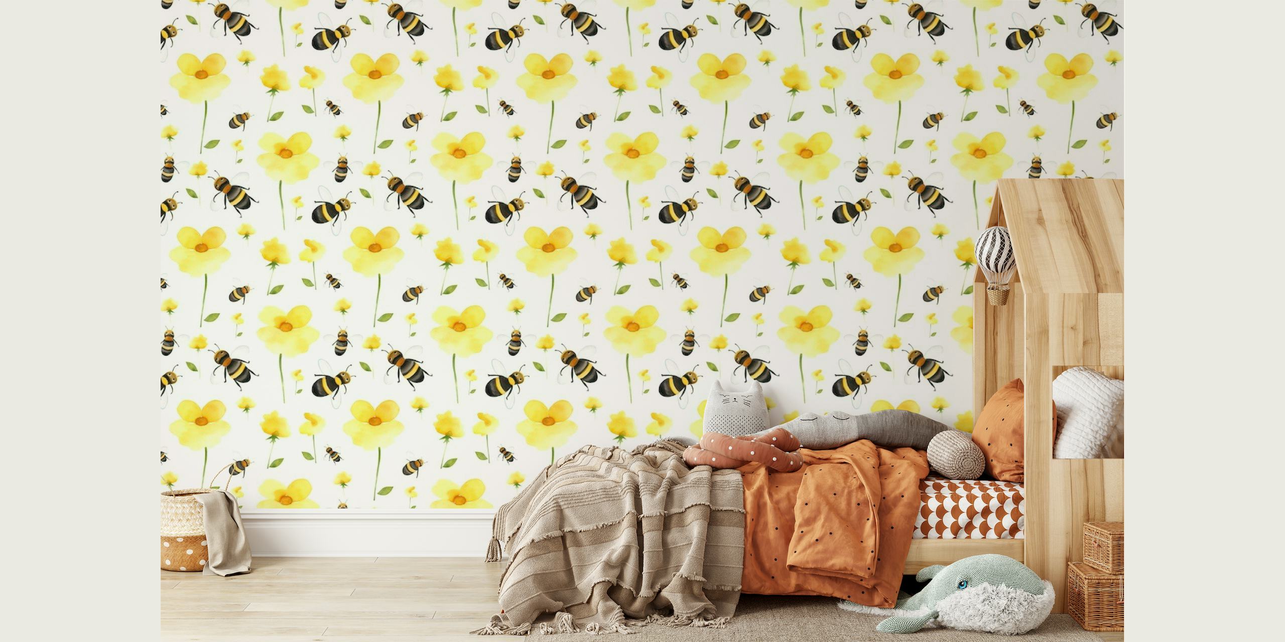 Honey Bees And Flowers papel de parede