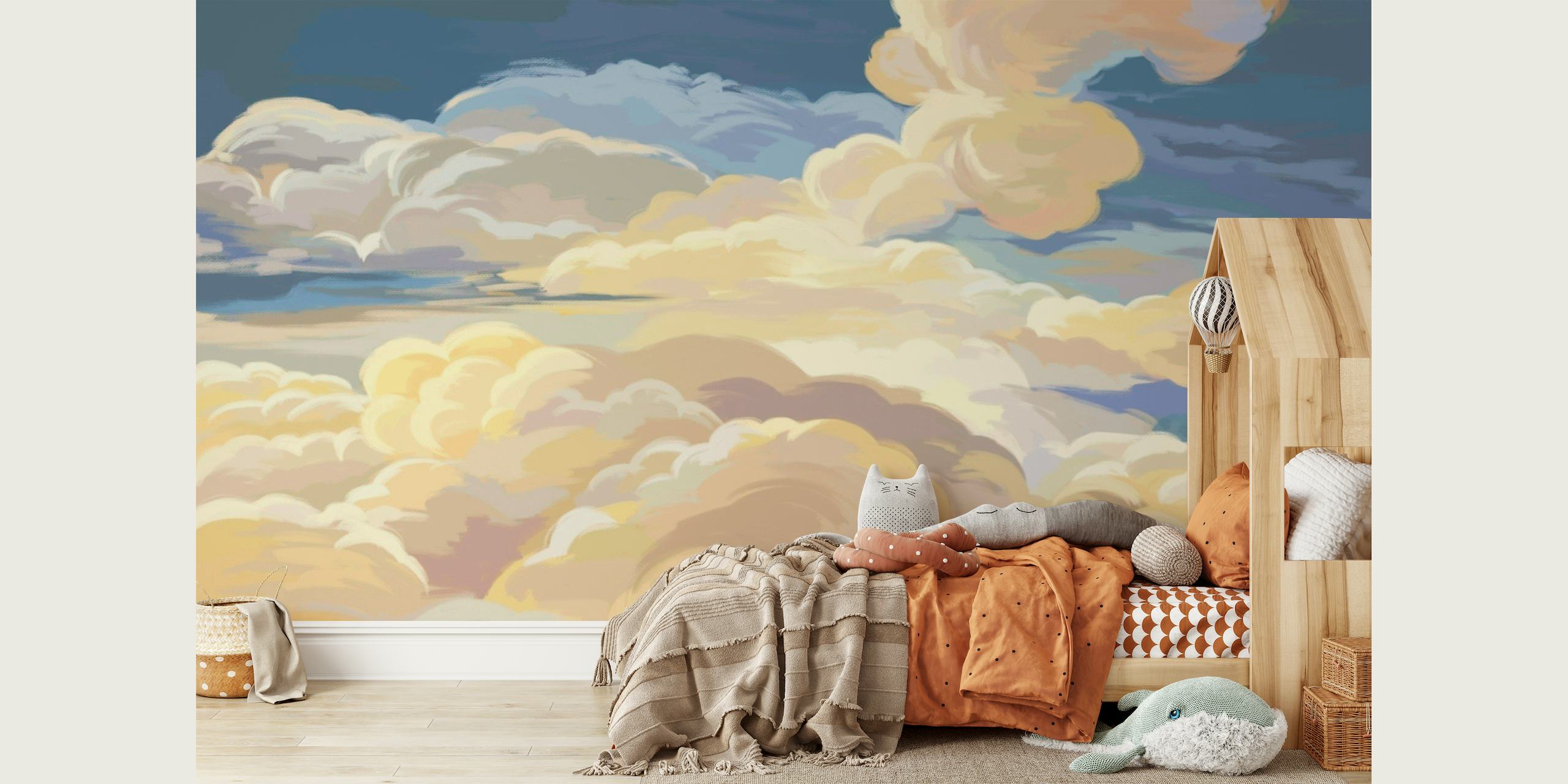 Sunset clouds art behang