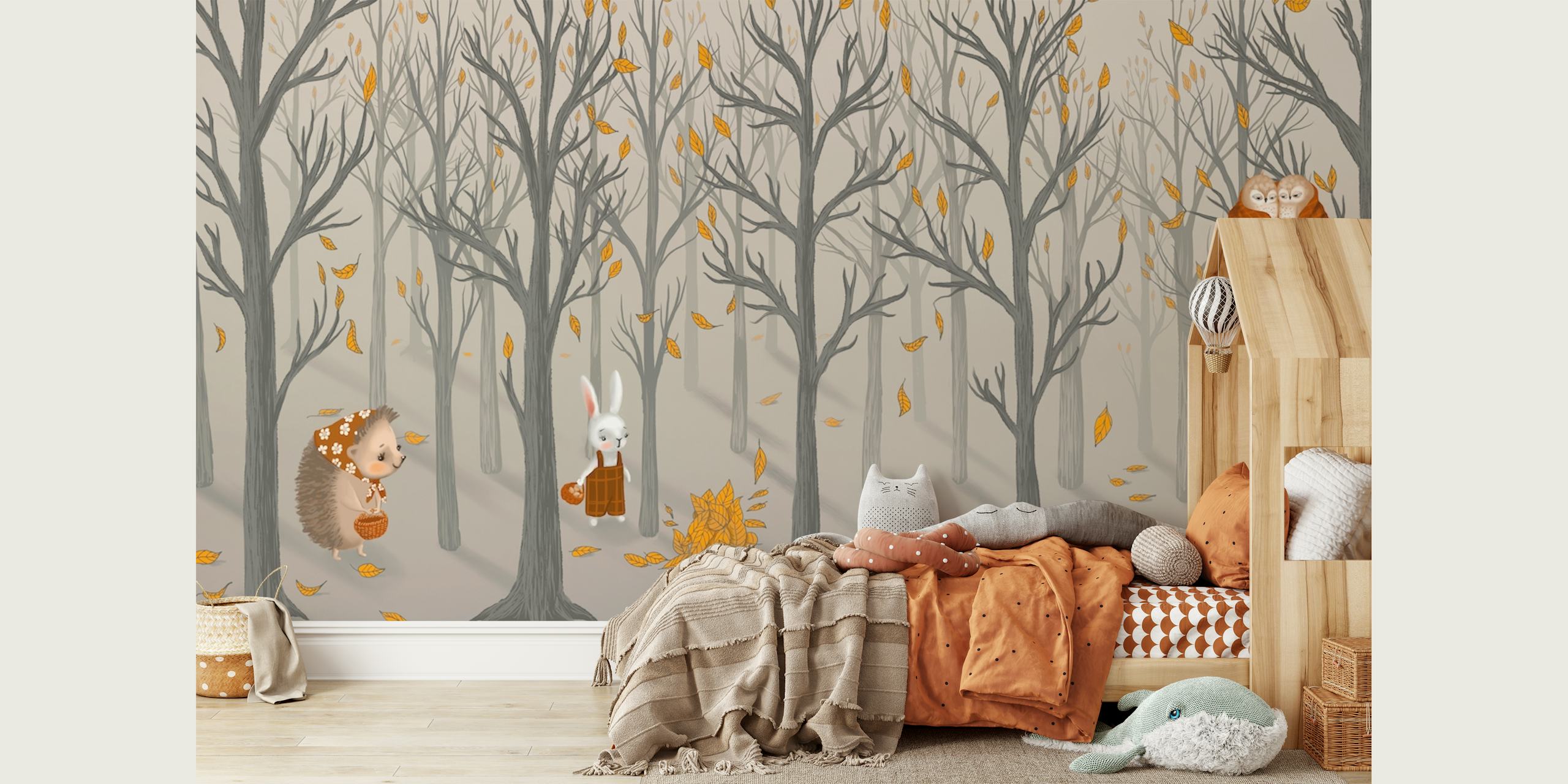Autumn forest friends tapet i et rum