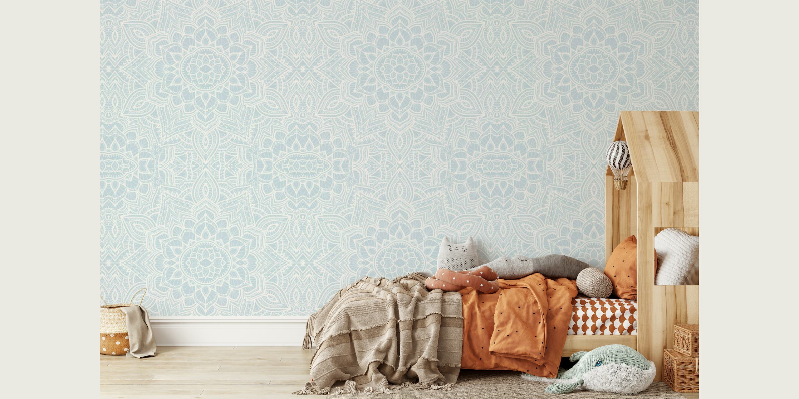 Boho Mandala pastel blue wallpaper