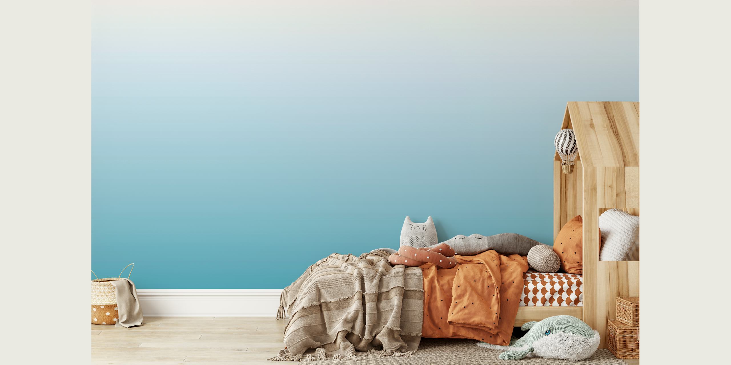 Teal to light blue gradient wall mural