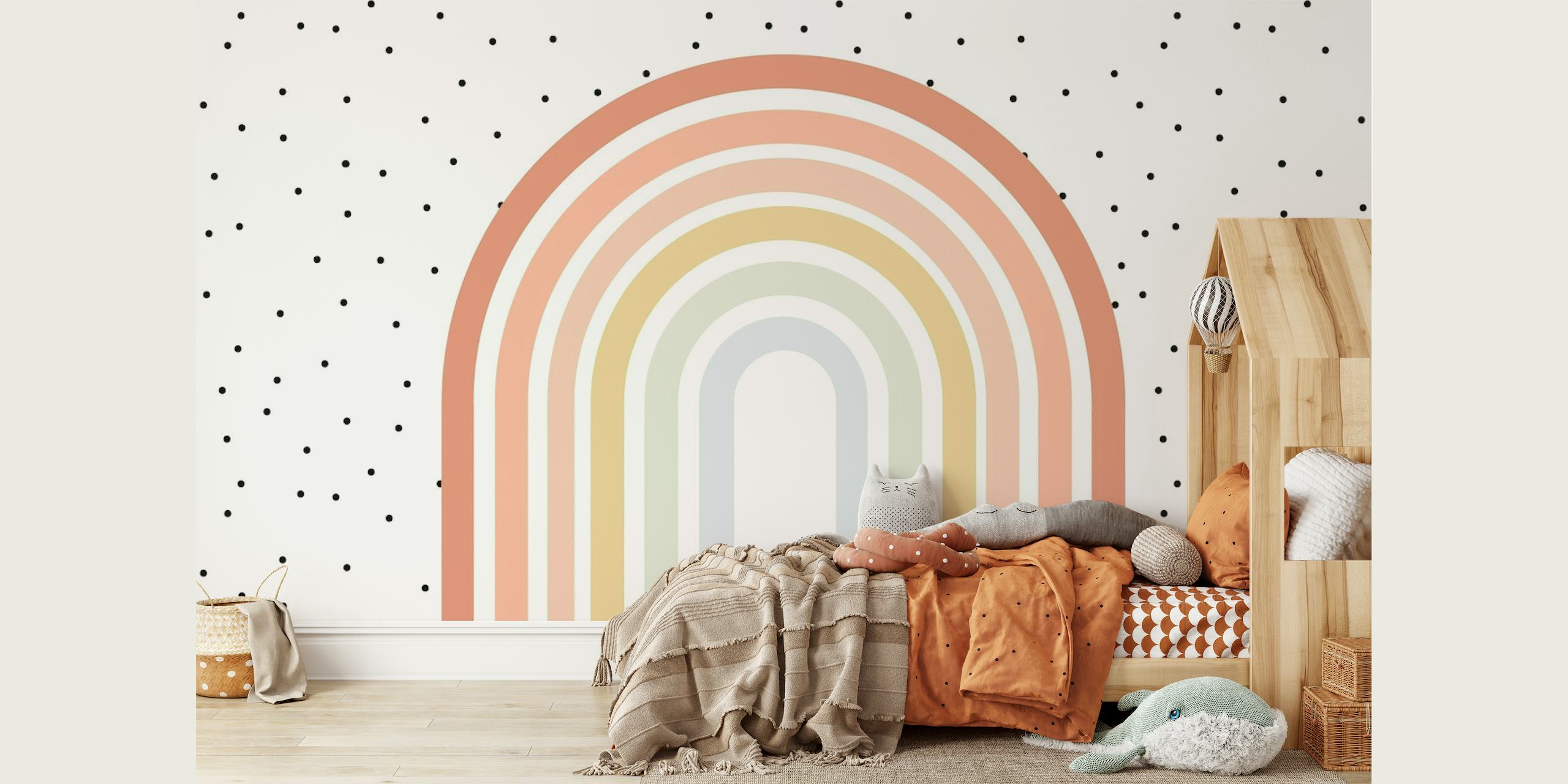 Boho Rainbow Polka Dot papel de parede