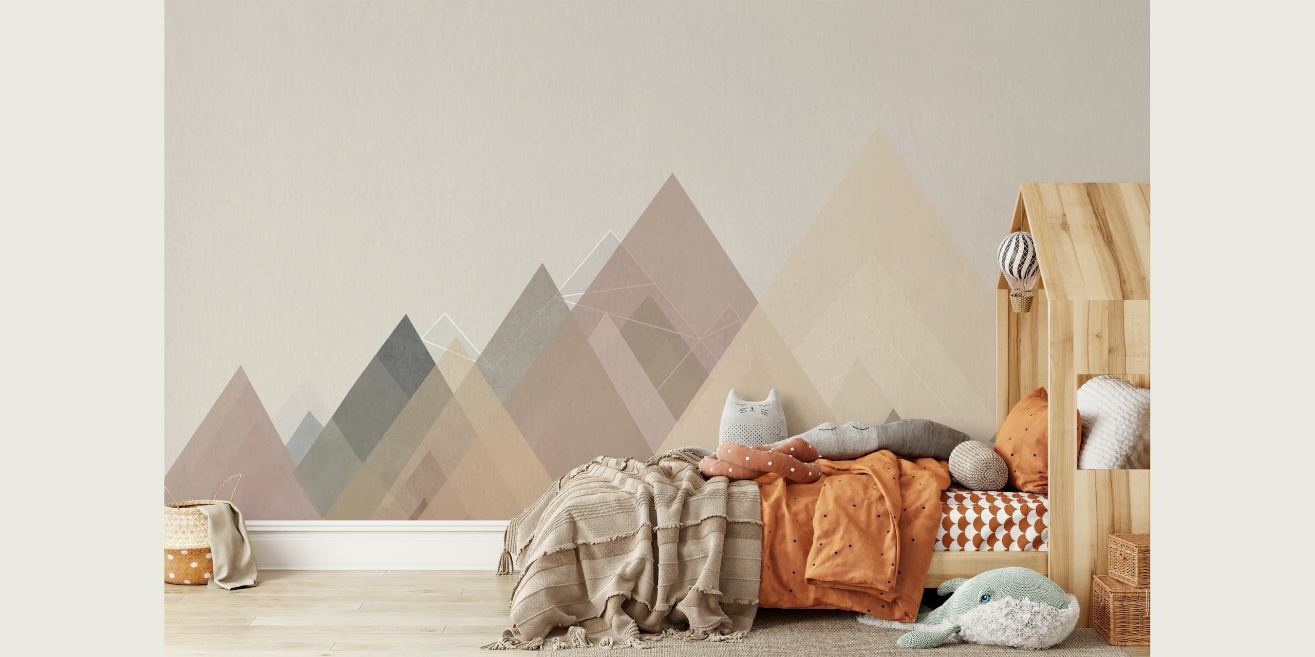 Abstract Mountain Wallpaper In Neutral Tones.