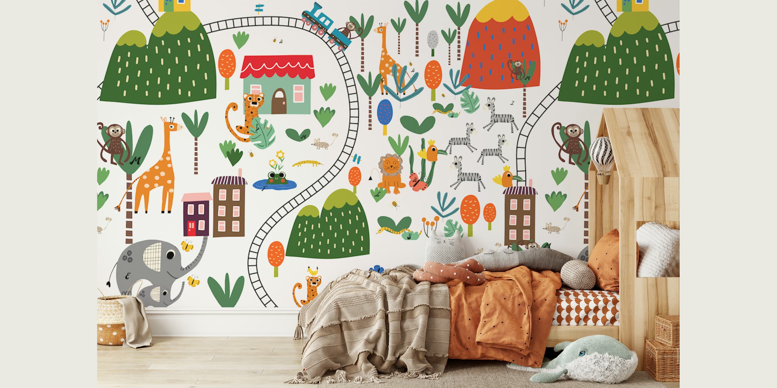 Mural Jungle Safari Fun Kids dans une chambre ludique