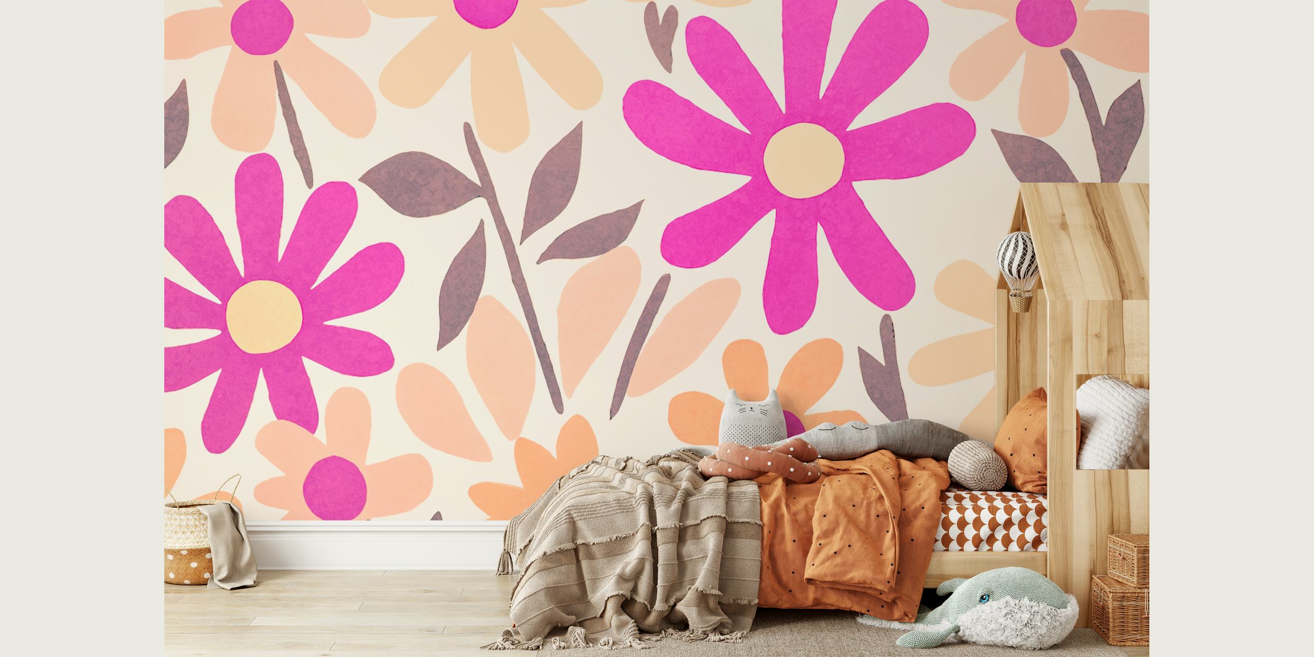 Design colorido de papel de parede floral