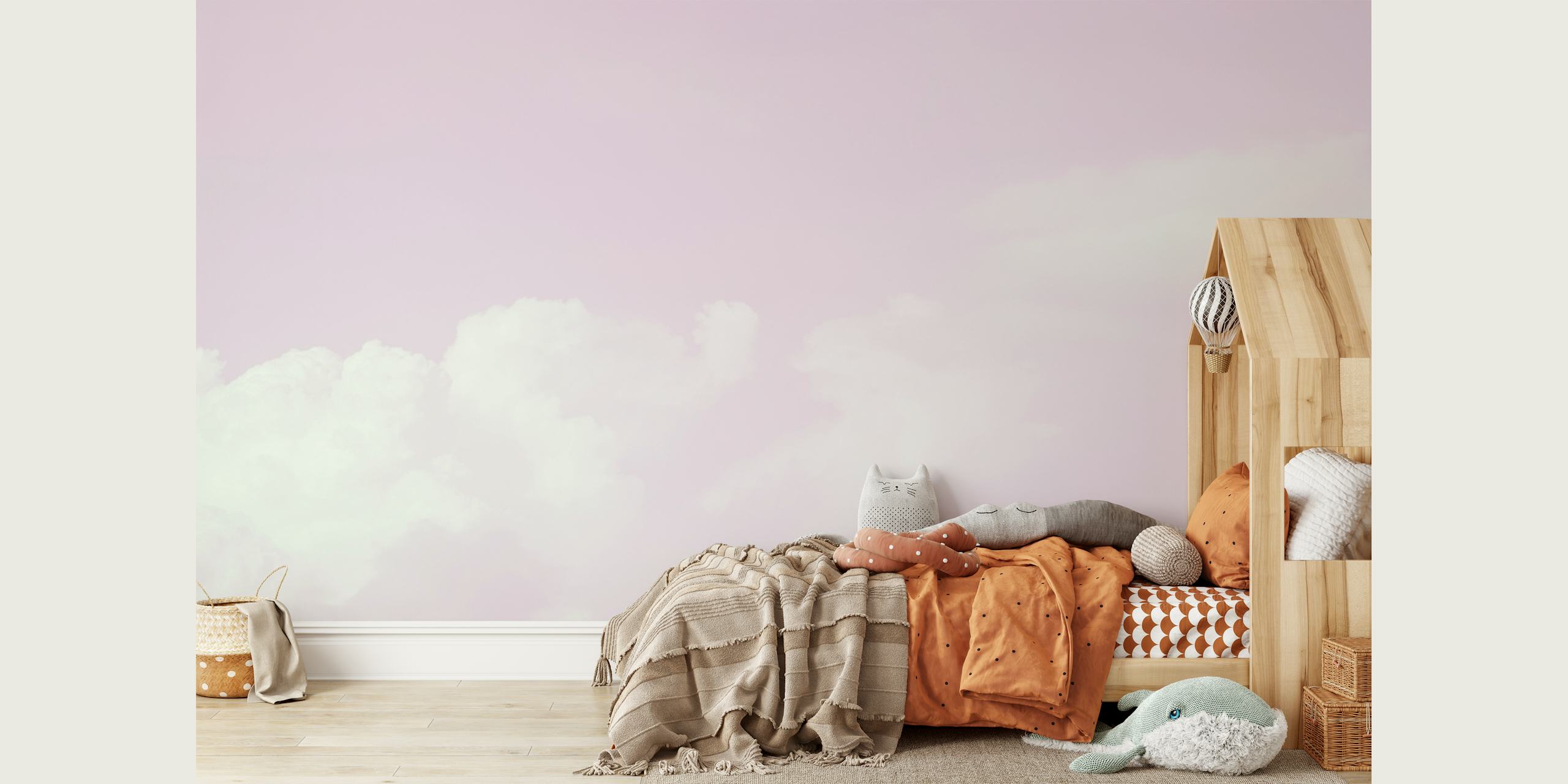 Traumhafte Pastel Pink Clouds Tapete in einem Raum