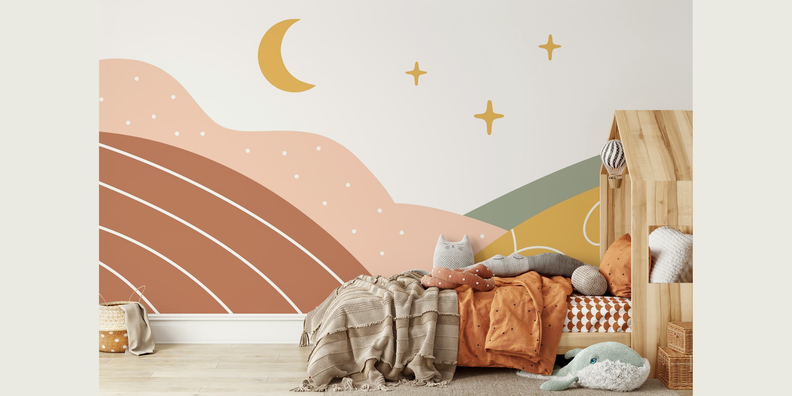 Magical Boho Abstract Landscape tapet i ett rum