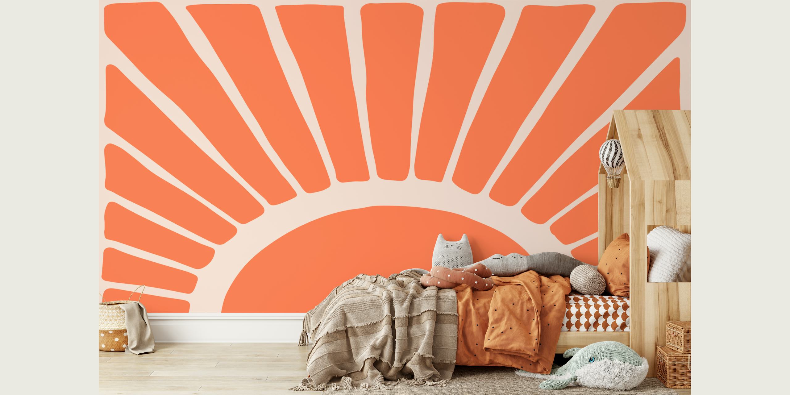 Abstract geometric sunburst shapes in orange wallpaper