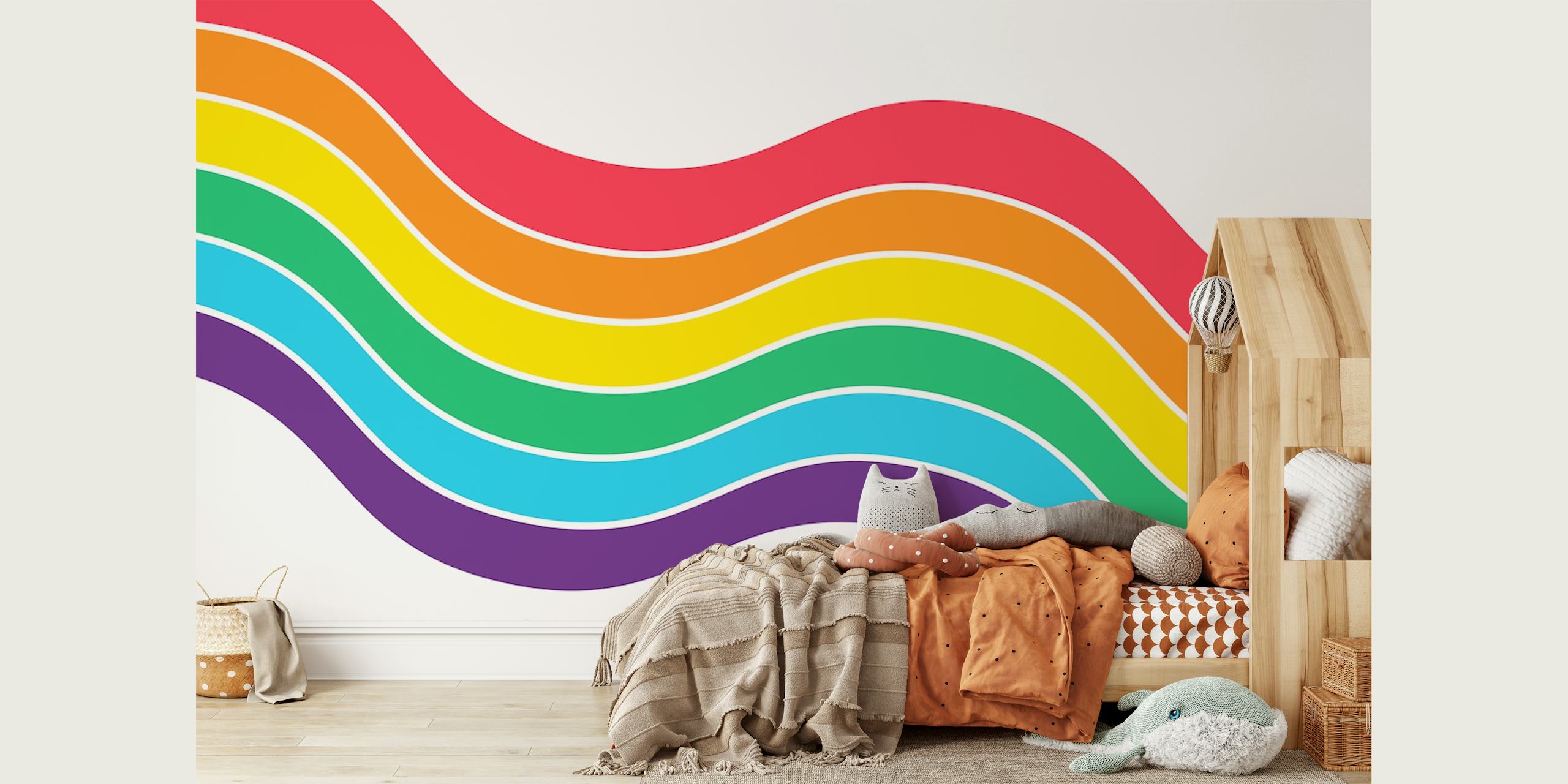 Papier peint Happy Rainbow Stripes dans une pièce