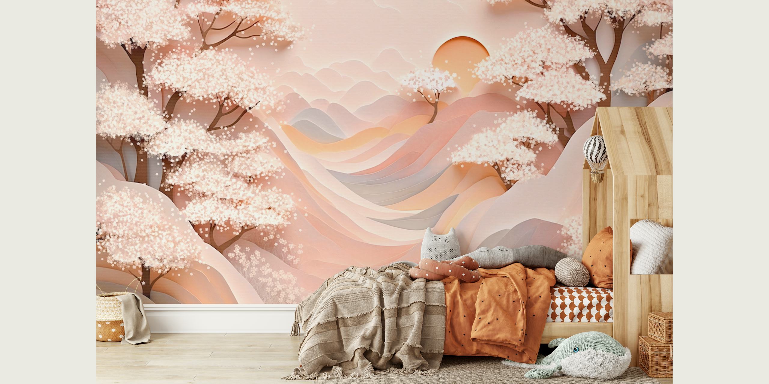 Sakura Garden Landscape wallpaper in a room