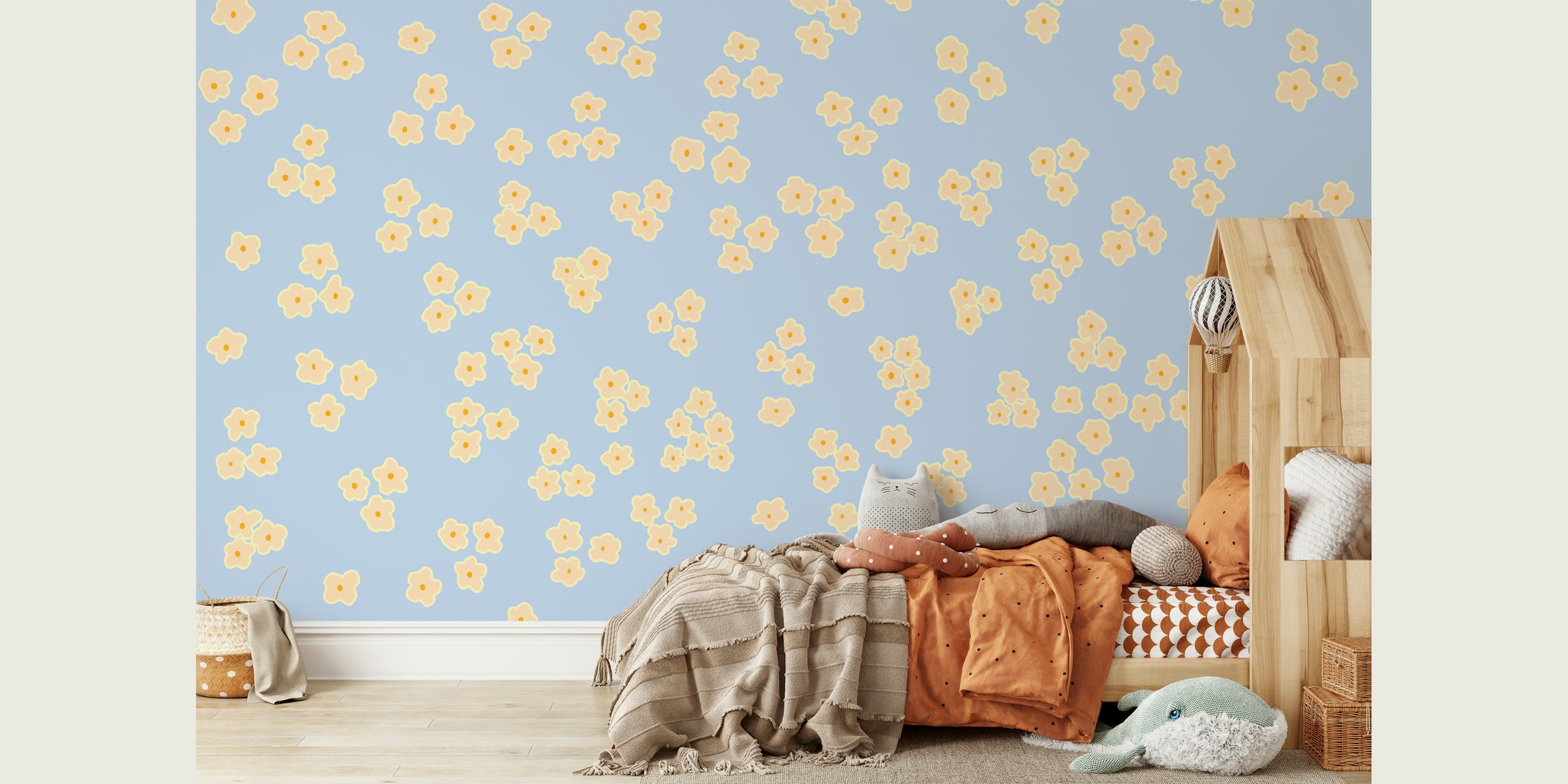 Tiny Daisy Happy Blue Tapet I Et Rom