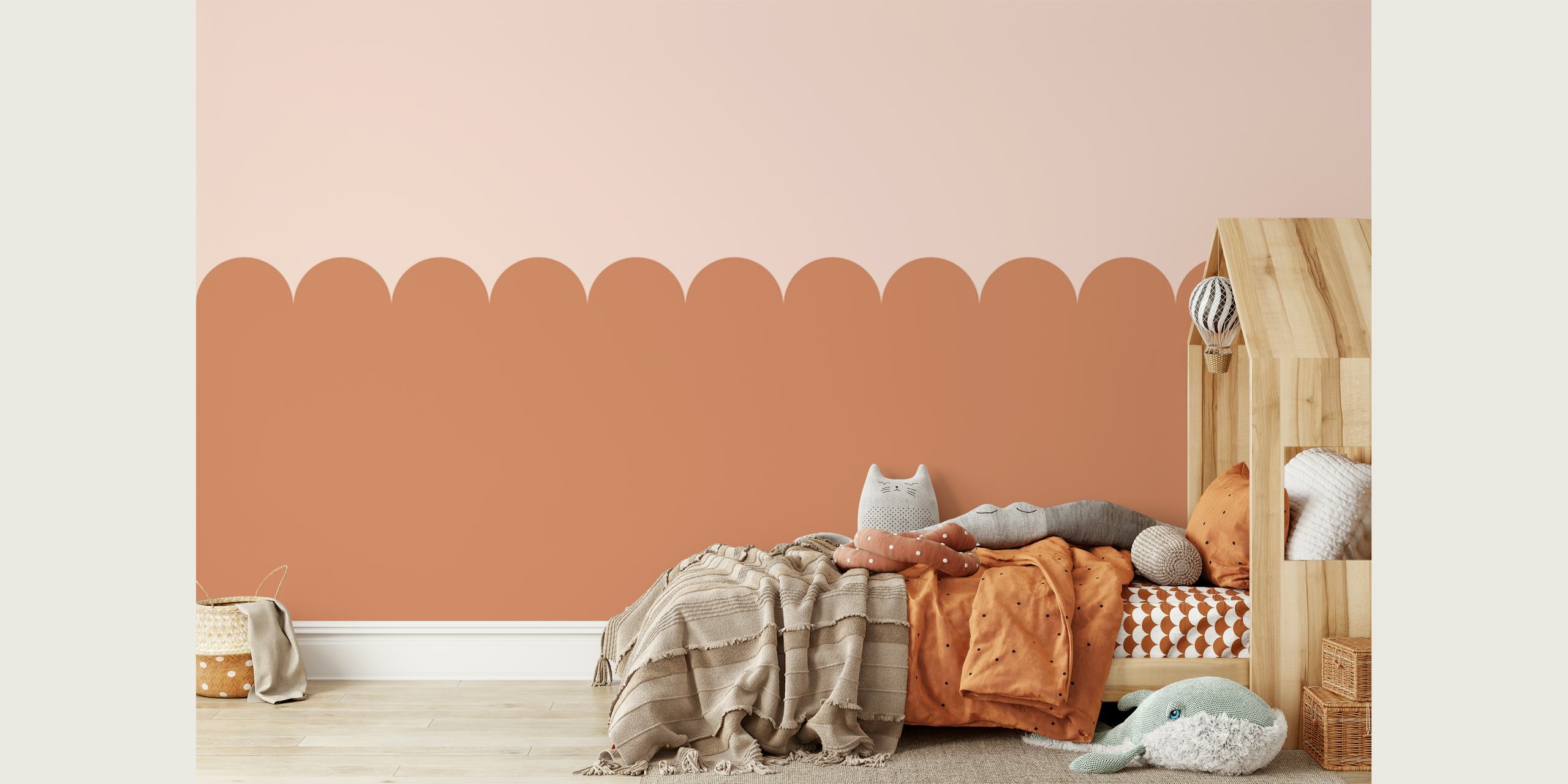 Boho Two-Toned Scallop wallpaper in a room