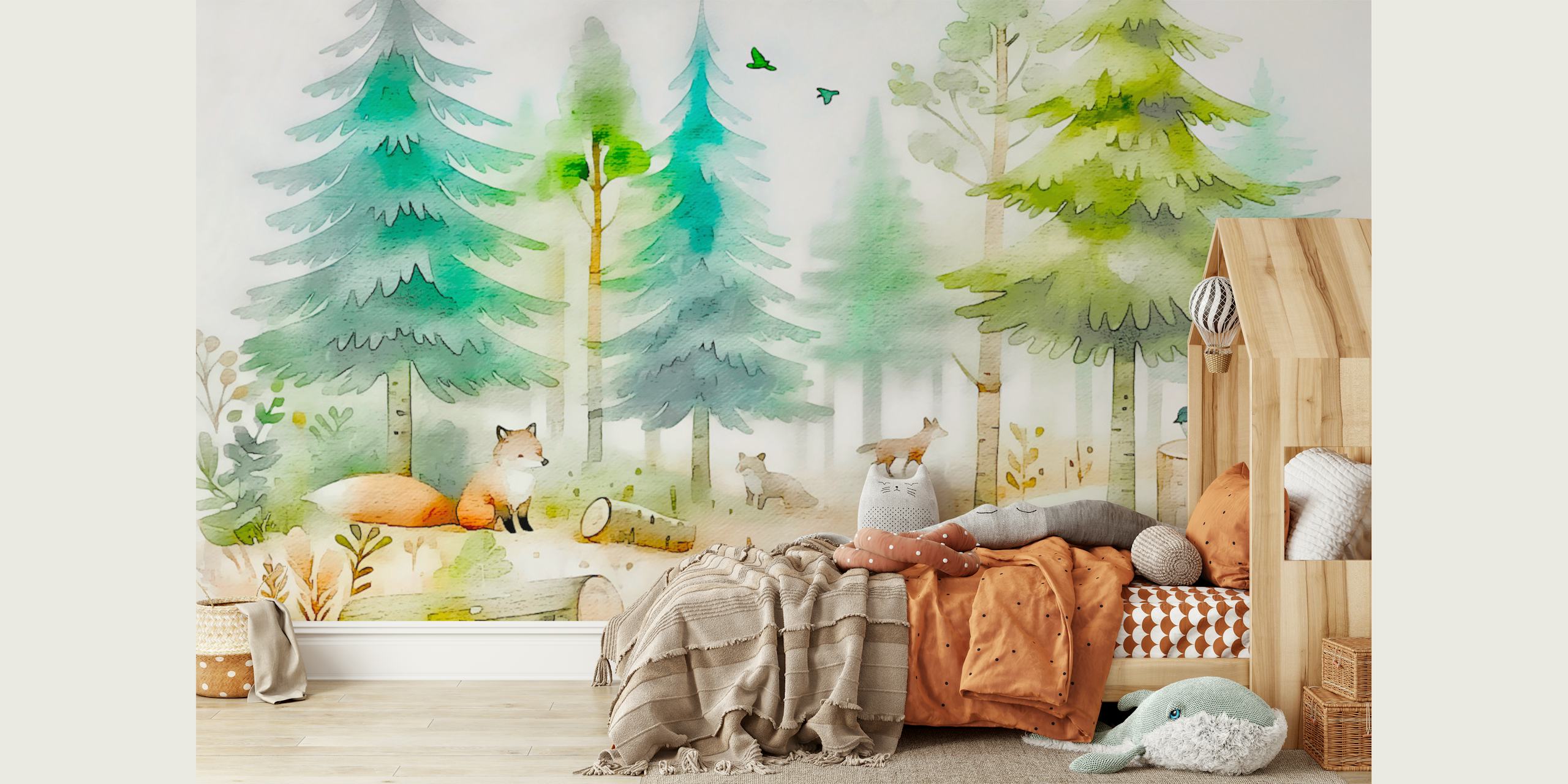Woodland Creatures Charm wallpaper in a room