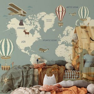 Beautiful Travel Map for Kids - Pastel Blue