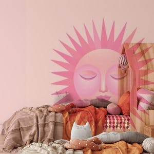 Whimsical Sun Face Warm Pastel Pink