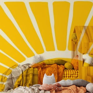 Modern Abstract Cutouts Sunshine Yellow Cream