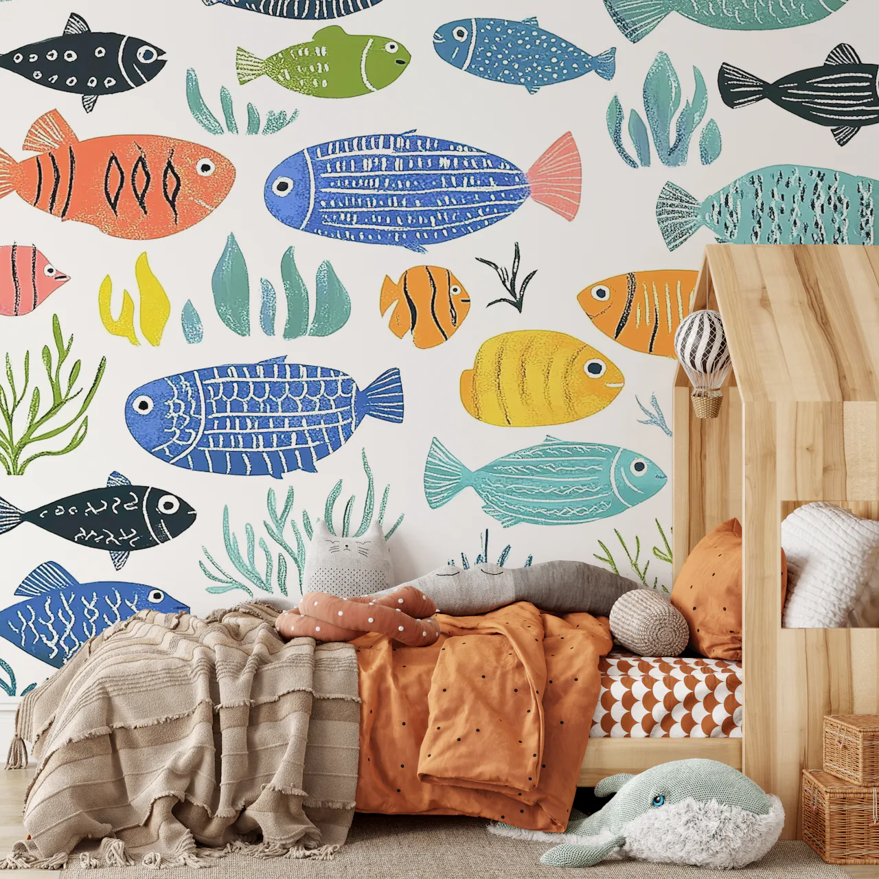 Colorful Fish Pattern Wallpaper