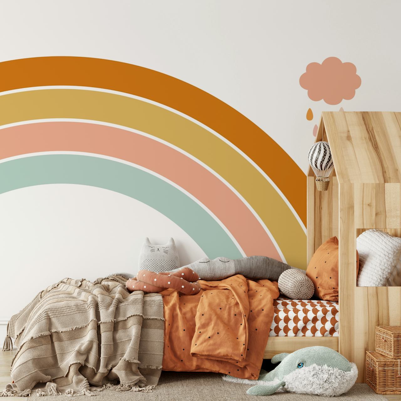 Boho Rainbow Dreamy Cloud wallpaper in a room