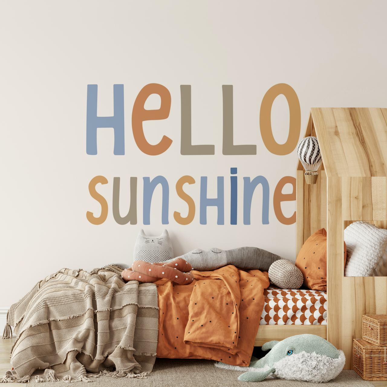 Hello Sunshine Lettering Boho tapet i et rum