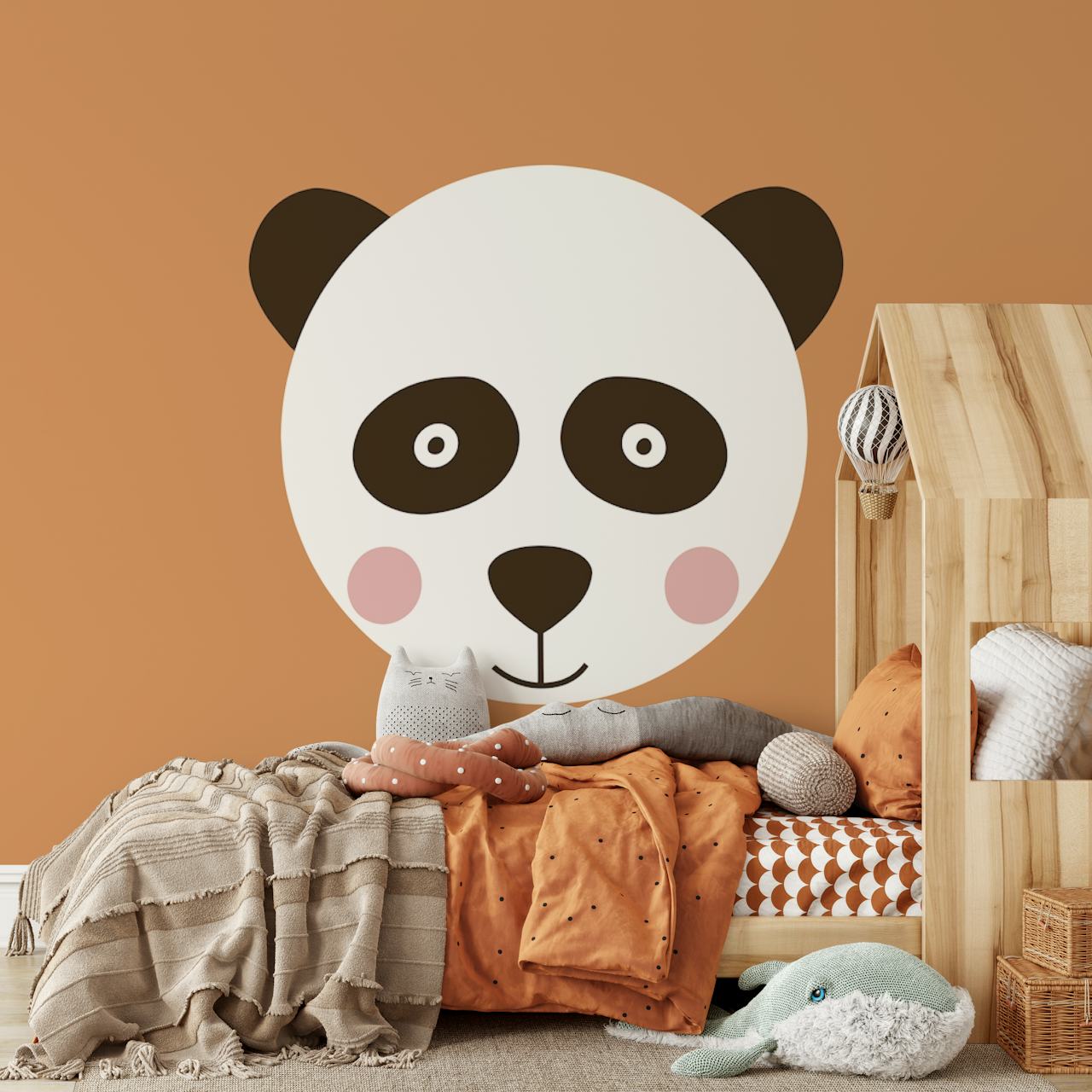 Papel de parede com o design de panda fofo em um quarto