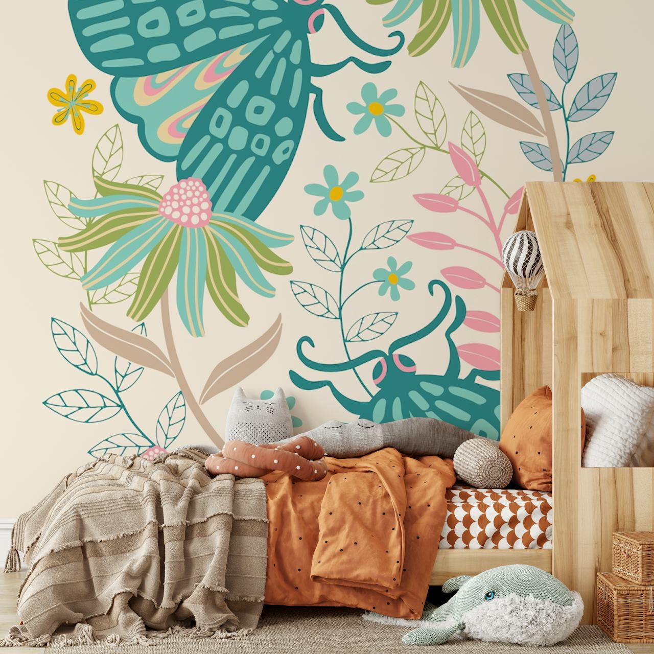 Tangled Garden Moths wallpaper design