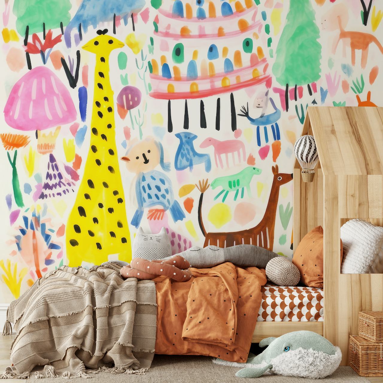 Zoo Party - Imaginary Friends wallpaper in a room