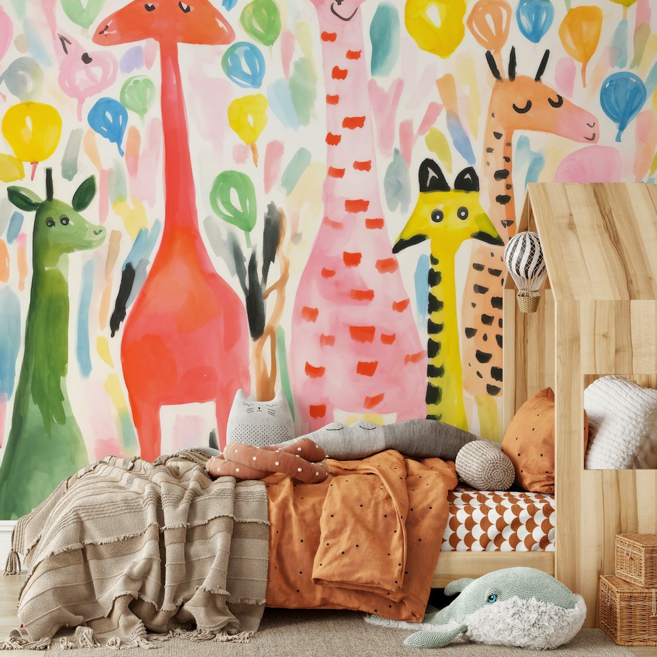 Colorful wallpaper featuring imaginary friends