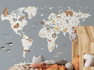 World Map mural for kids