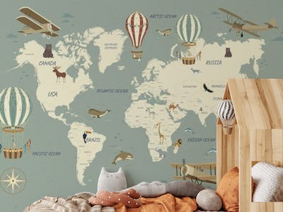 Beautiful Travel Map for Kids - Pastel Blue