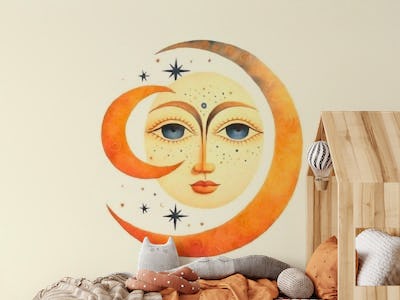 Whimsical Moon Watercolor Art