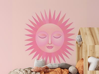 Whimsical Sun Face Warm Pastel Pink
