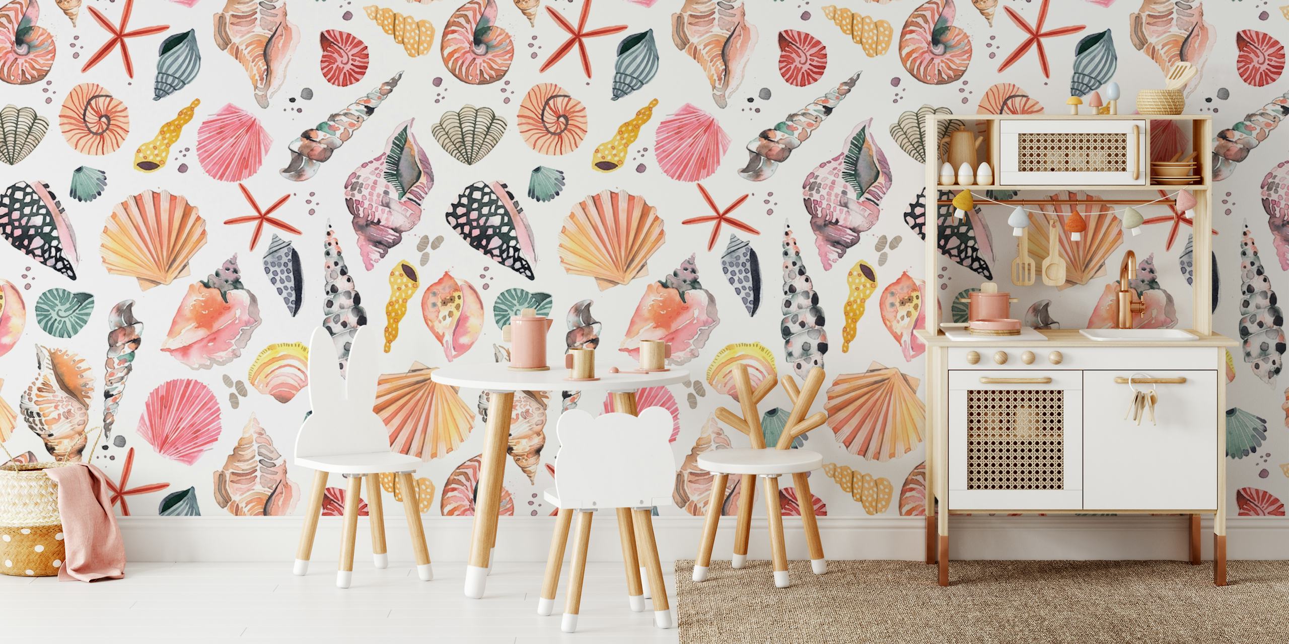 Seashells tapetti huoneessa