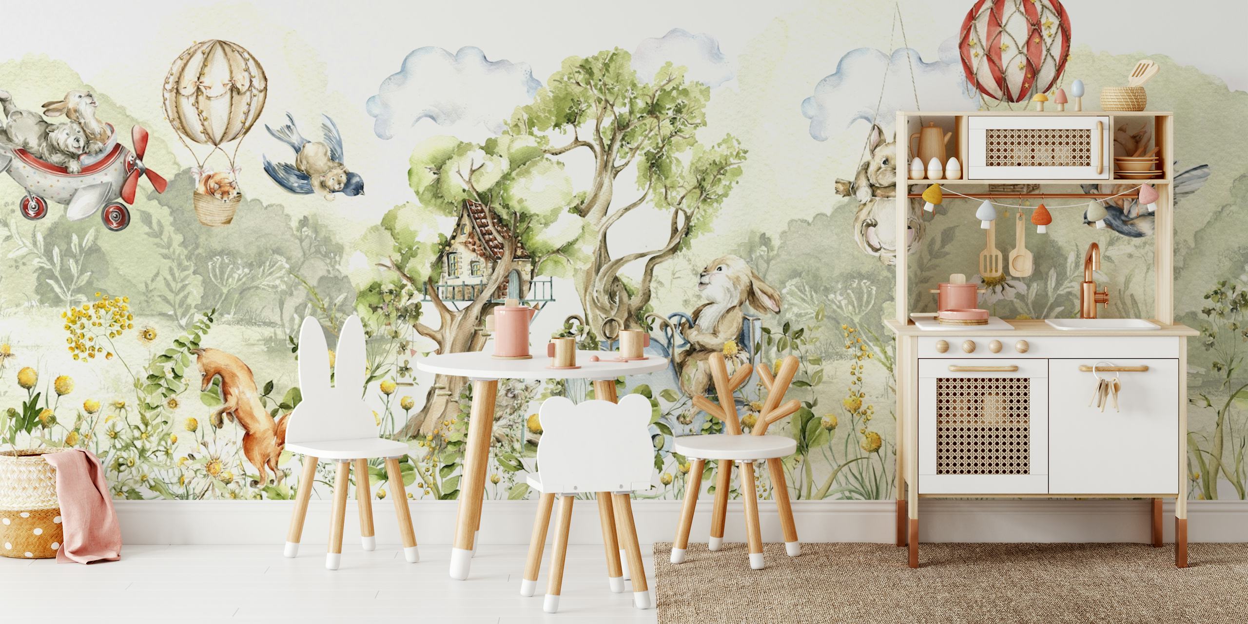 Whimsical Woodland Adventures Tapete in einem Raum