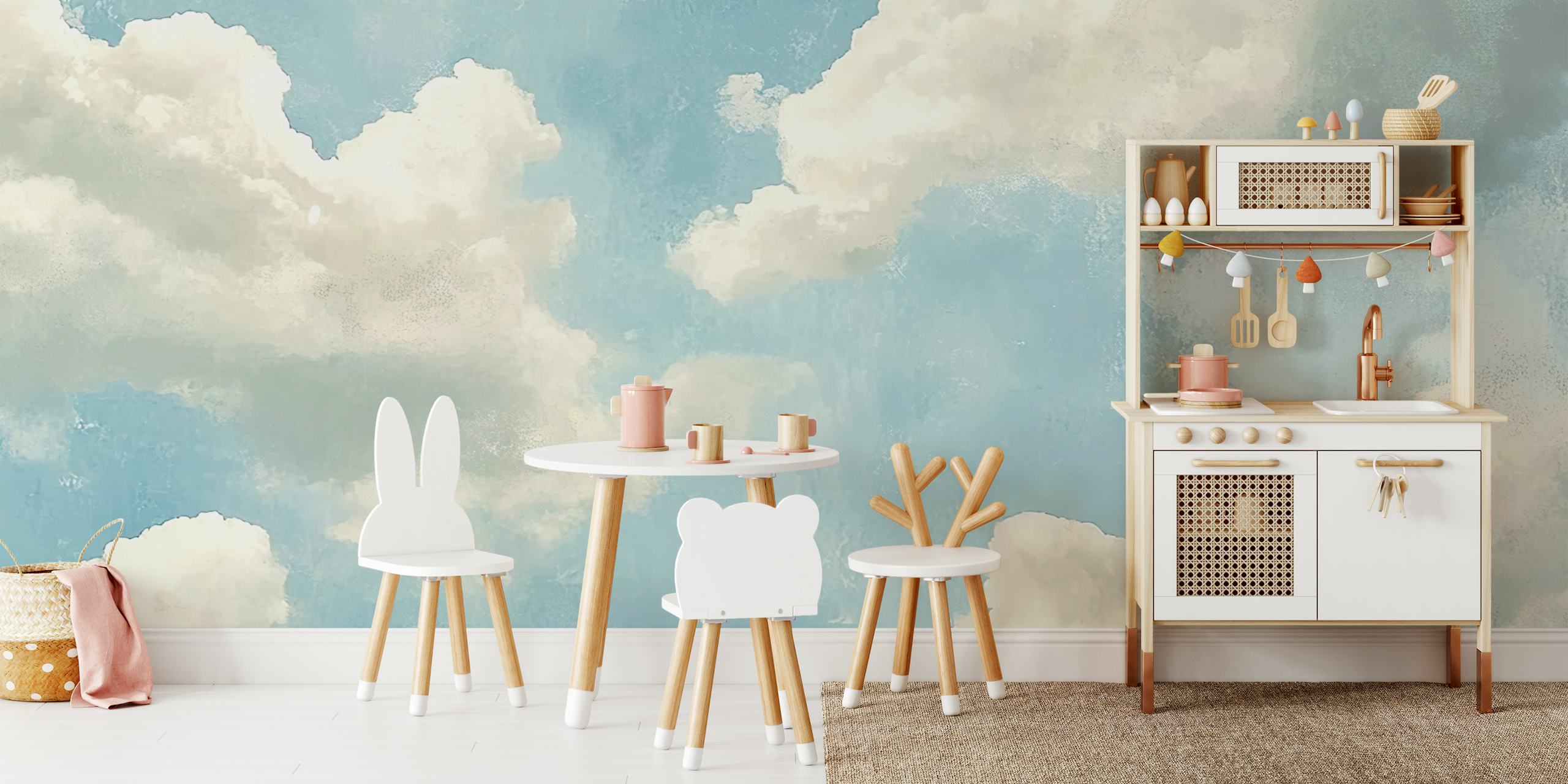 Painted Blue Sky wallpaper in a room