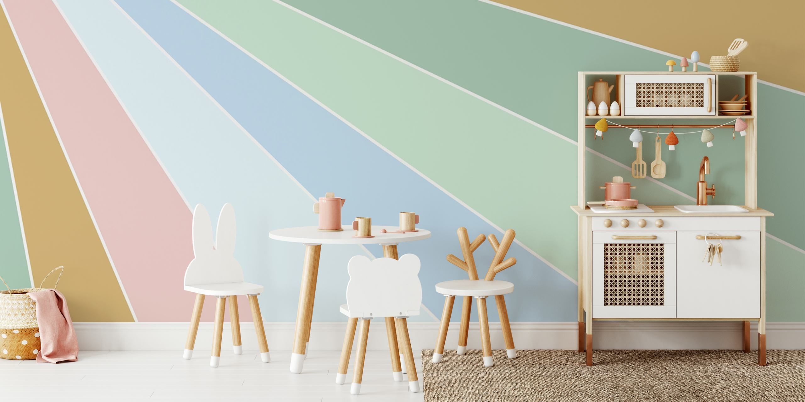Soft Pastel Rainbow wallpaper in una stanza