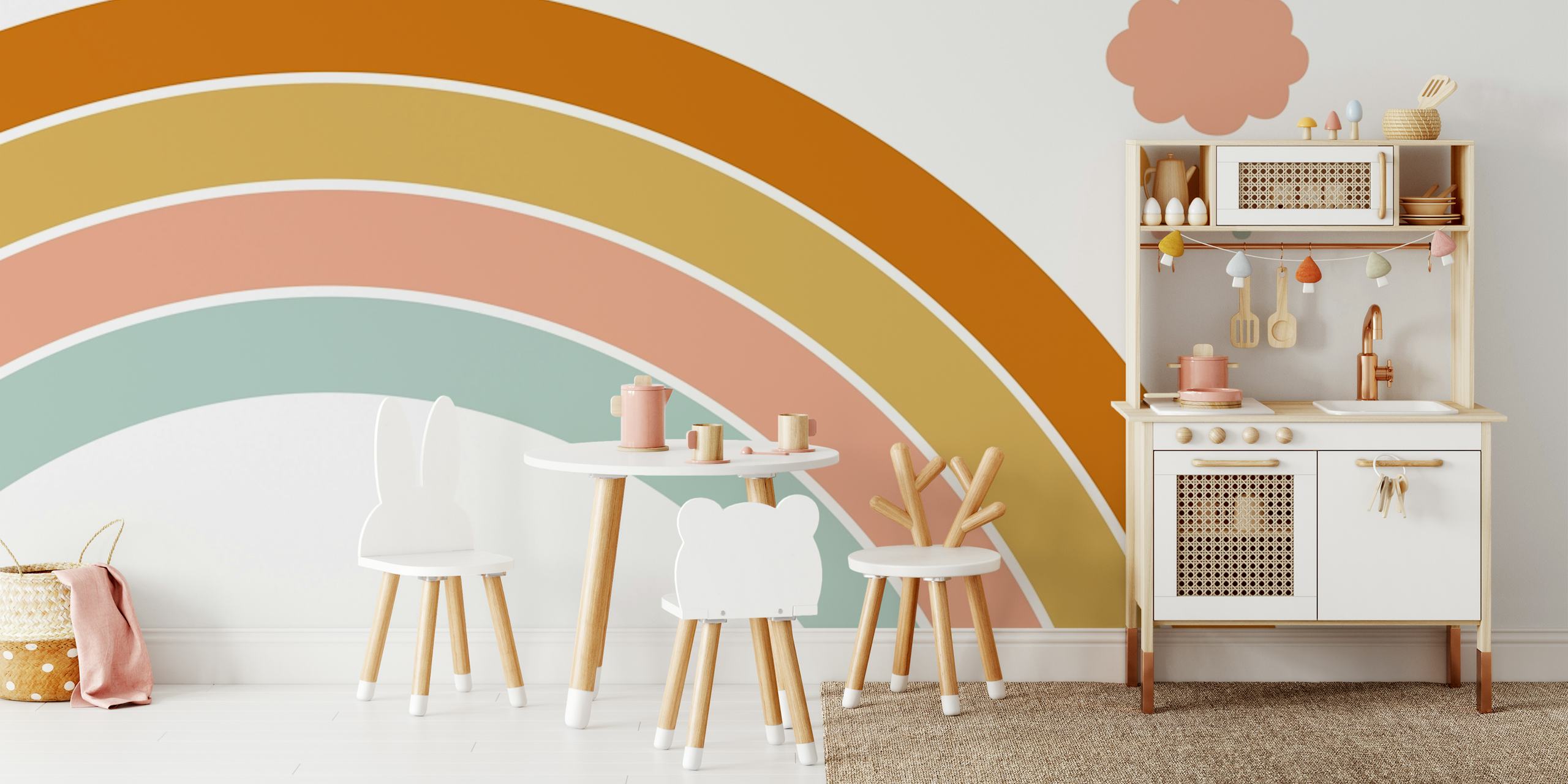 Boho Rainbow Dreamy Cloud wallpaper in a room