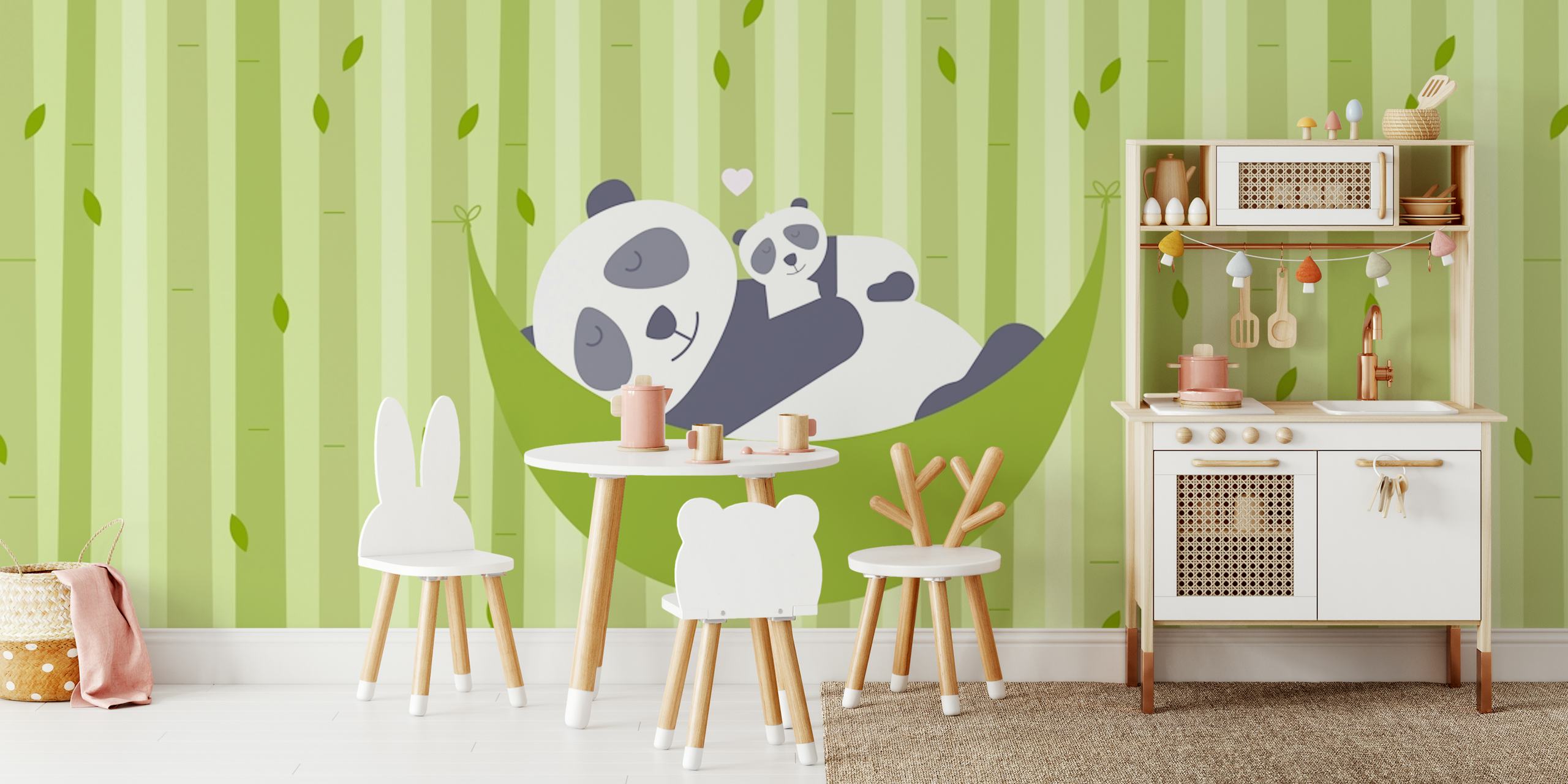 Carta da parati Peaceful Panda Nap in un ambiente accogliente