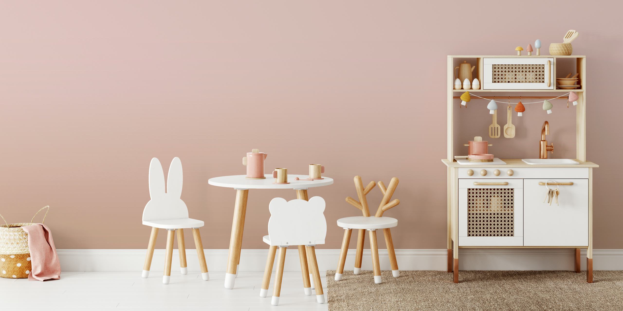 Carta da parati Modern Boho Blush Ombre in una stanza