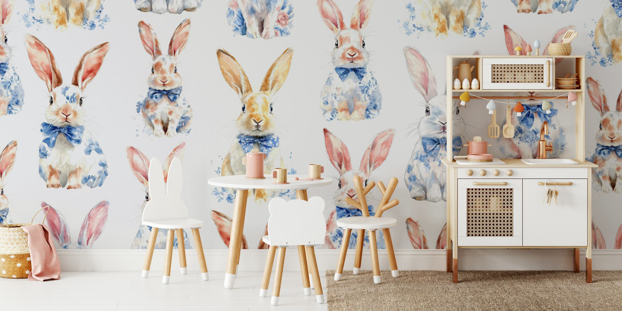Ταπετσαρία Pastel Bunny Delight σε ένα ευτυχισμένο δωμάτιο