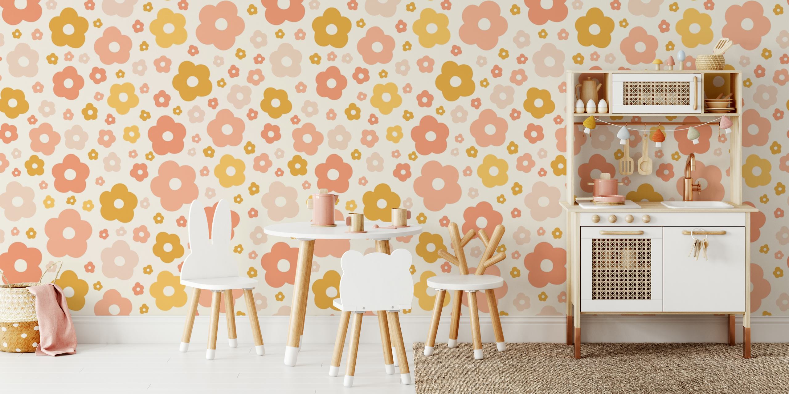 Tapeta Boho Daisies u postavci sobe