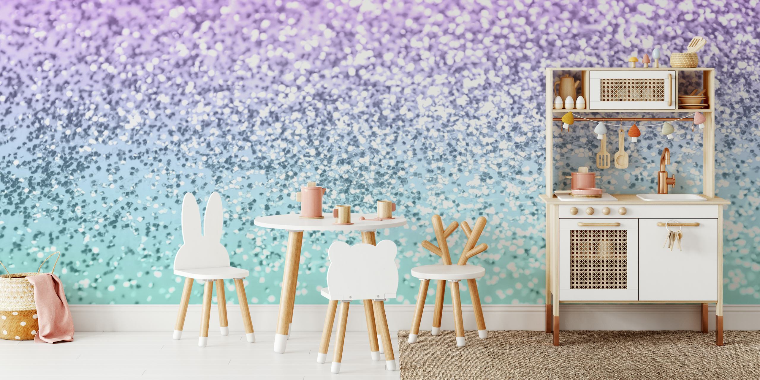 Purple and aqua glitter gradient wallpaper