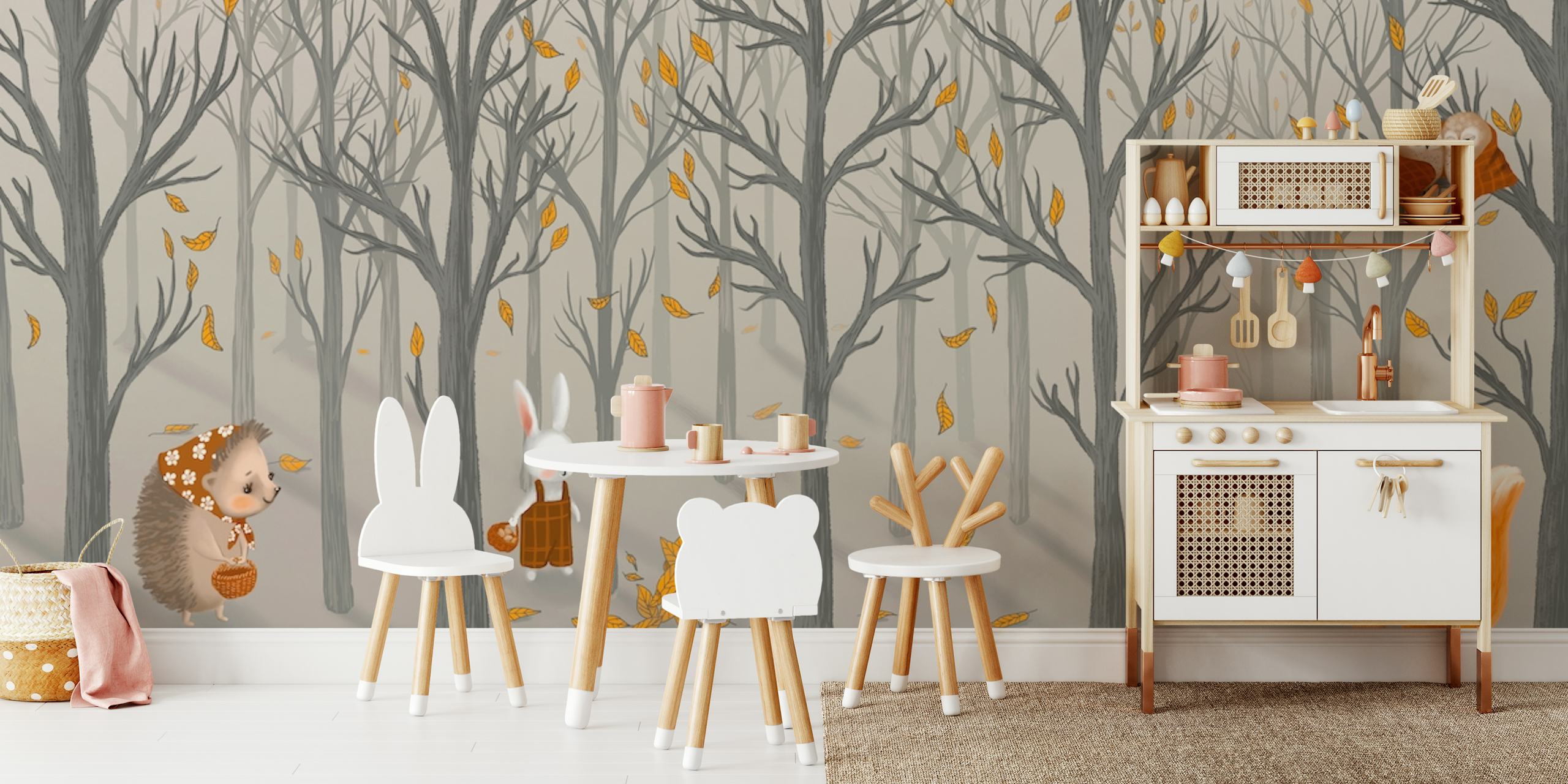 Autumn forest friends tapet i et rum