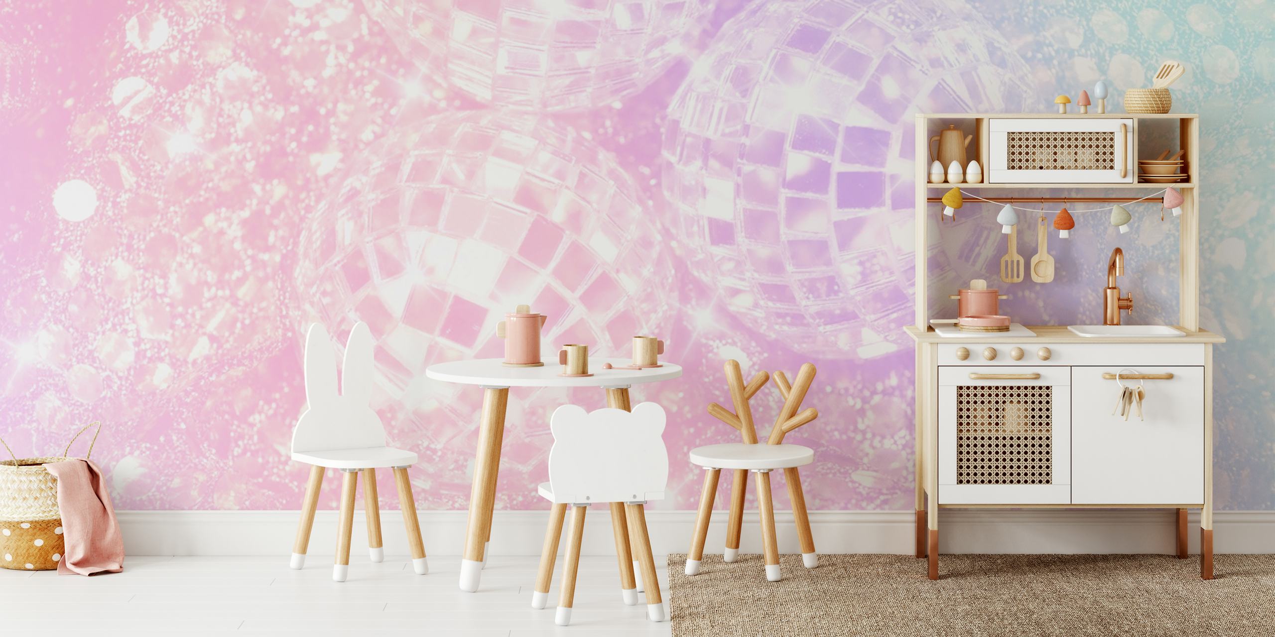 Unicorn Disco Balls tapet i et rom