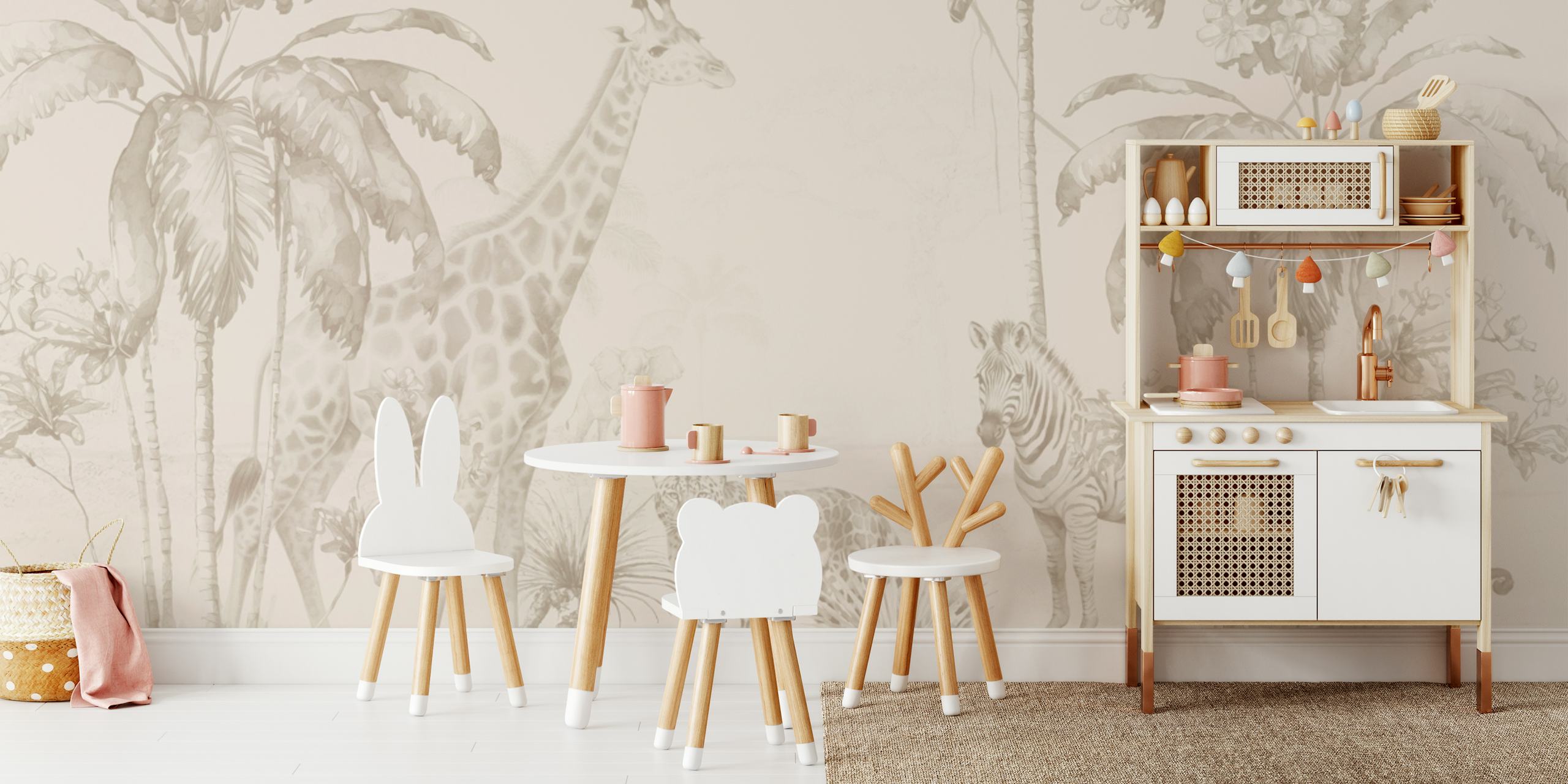 Whimsical Wildlife tapetdesign i et rum