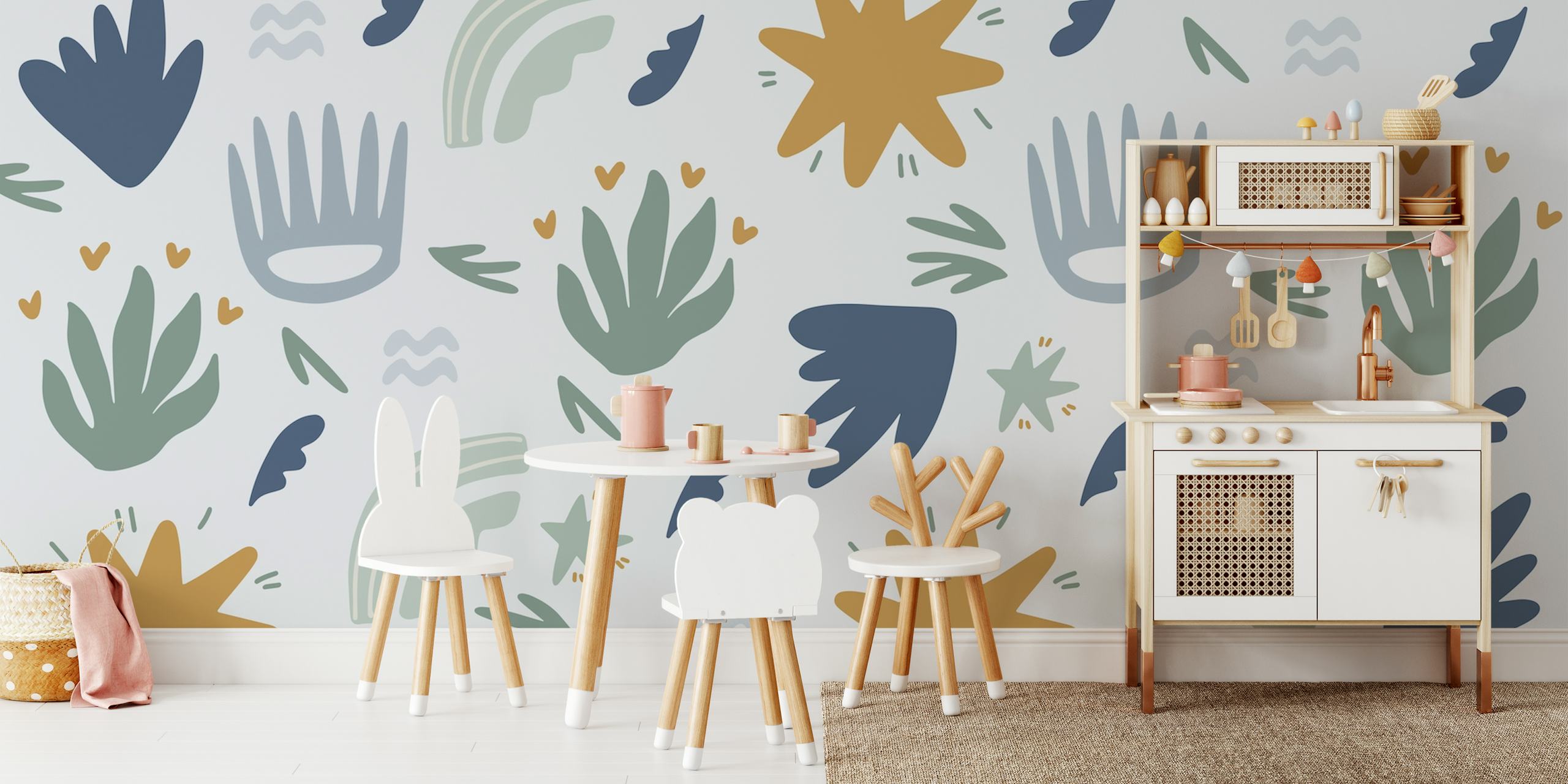 Happy Kids Wall Green wallpaper in a room